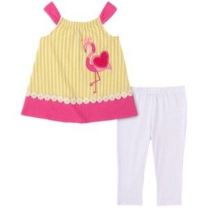 Kids Headquarters Little Girls 2-Pc. Flamingo Top & Leggings Set Size 6X